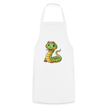serpent mignon personnage de dessin animé Kawaii Clipart - Tablier de cuisine - blanc - Devant - AI Model Male 185 dark (185cm)