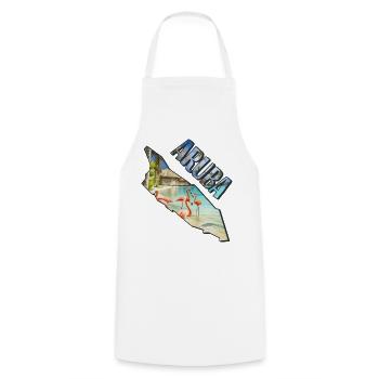 Watercolor Map Aruba - Cooking Apron - white - Front - AI Model Male 185 dark (185cm)