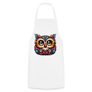 Owl - Cooking Apron - white - Front - AI Model Male 185 dark (185cm)