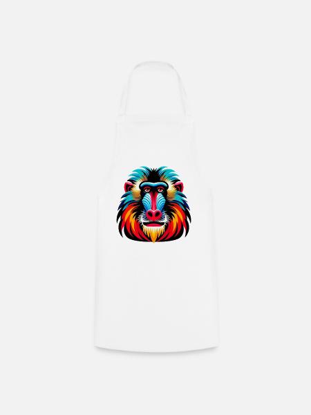 Mandrill-Affe - Kochschürze - Weiß