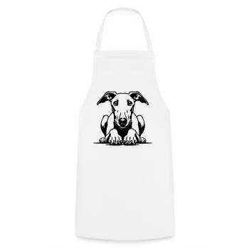Tête de whippet avec pattes - Tablier de cuisine - blanc - Devant - AI Model Male 185 dark (185cm)