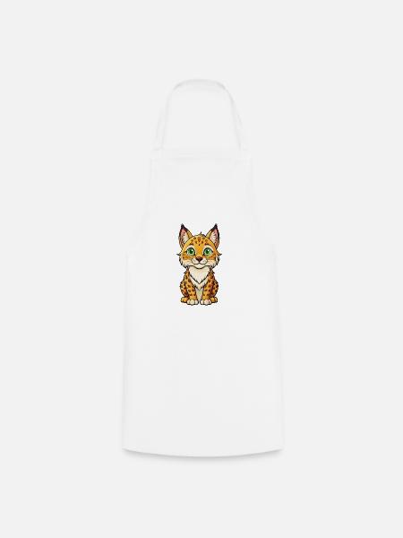 Luchs Niedliche Zeichentrickfigur Kawaii Clipart - Kochschürze - Weiß