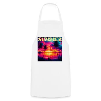 Summer Palm Tree Sunset Retro - Cooking Apron - white - Front - AI Model Male 185 dark (185cm)
