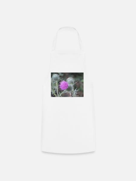 Violetten Distelblüten-Muster - Kochschürze - Weiß