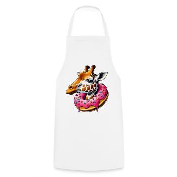 Funny Eye Candy - Girafe avec beignet - Tablier de cuisine - blanc - Devant - AI Model Male 185 dark (185cm)
