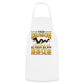 This Dragon is fires by big BBQ'S - Cooking Apron - white - Front - AI Model Male 185 dark (185cm)