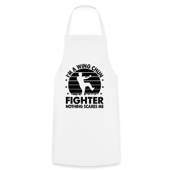 I'm a Wing Chun Fighter nothing scares me - Wing C - Cooking Apron - white - Front - AI Model Male 185 dark (185cm)