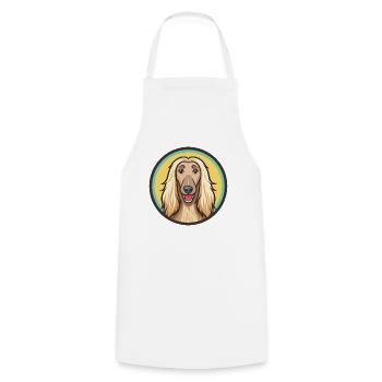 Chien de race de chien lévrier afghan dessin animé kawaii clipart animal de compagnie - Tablier de cuisine - blanc - Devant - AI Model Male 185 dark (185cm)