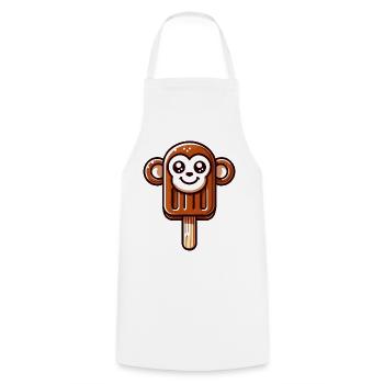 Une glace en forme de singe souriant - Tablier de cuisine - blanc - Devant - AI Model Male 185 dark (185cm)