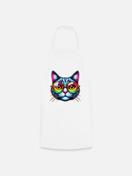 Kater mit Sonnenbrille - Kochschürze - Weiß