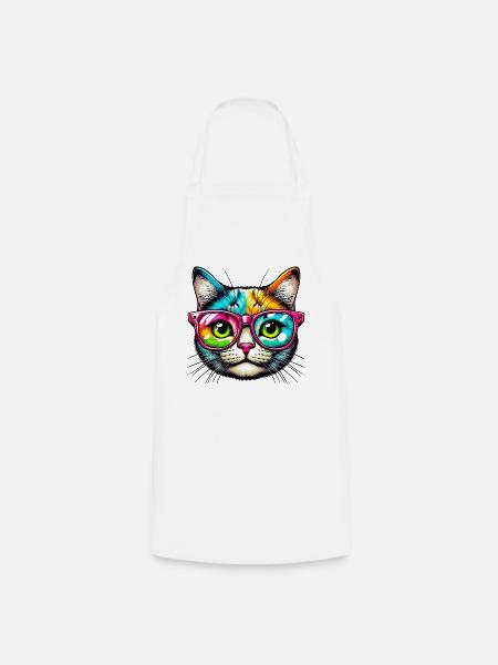 Kater mit Sonnenbrille - Kochschürze - Weiß