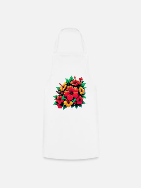 Hibiskusblüten - Kochschürze - Weiß
