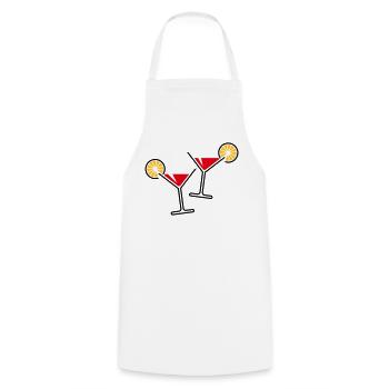 2 Cocktail Glasses / Martini / Cheers + (Red) - Cooking Apron - white - Front - AI Model Male 185 dark (185cm)