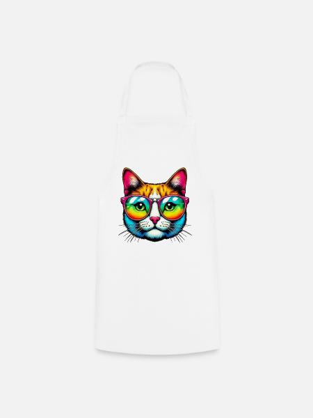Kater mit Sonnenbrille - Kochschürze - Weiß