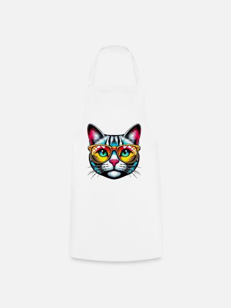 Kater mit Sonnenbrille - Kochschürze - Weiß