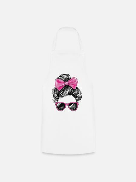 Frau Sonnenbrille Haare Schleife Mädchen Cool Chic - Kochschürze - Weiß