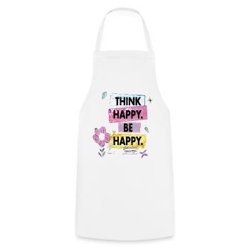 Think Happy, Be Happy - Kochschürze - Weiß - Vorne - AI Model Male 185 dark (185cm)