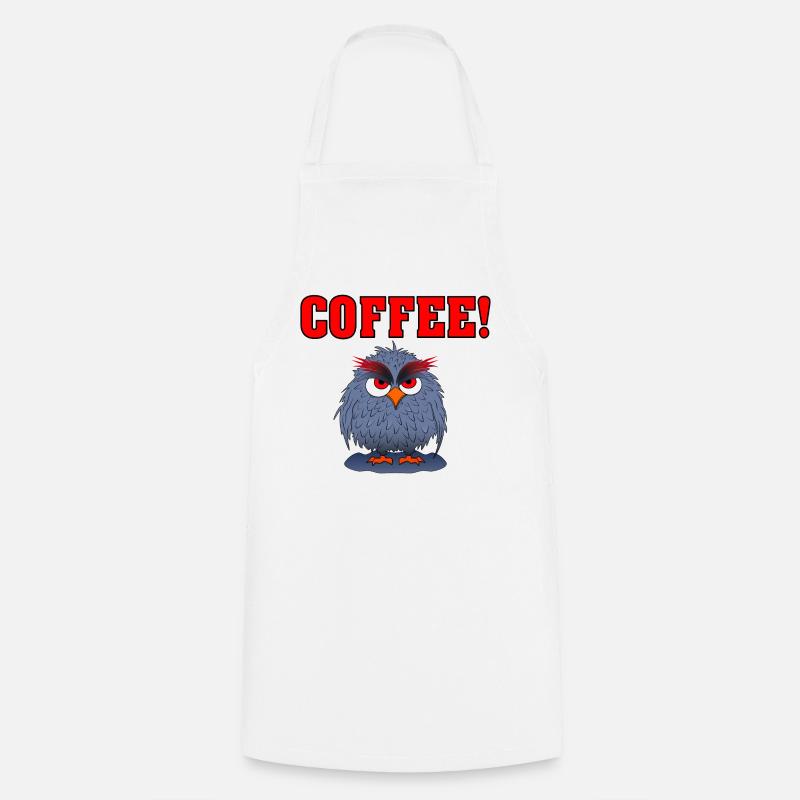 Eule COFFEE ROT - Kochschürze - Weiß