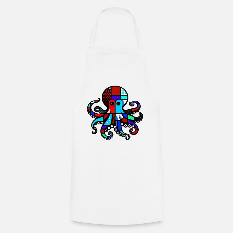 Pieuvre - Tablier de cuisine - blanc