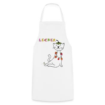 Erdbeeren Katze - Kochschürze - Weiß - Vorne - AI Model Male 185 dark (185cm)