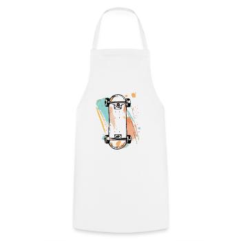 Skateboard Street Art - Tablier de cuisine - blanc - Devant - AI Model Male 185 dark (185cm)