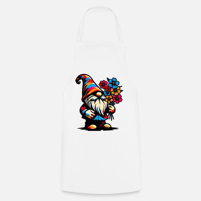 Gnome à fleurs - Tablier de cuisine - blanc