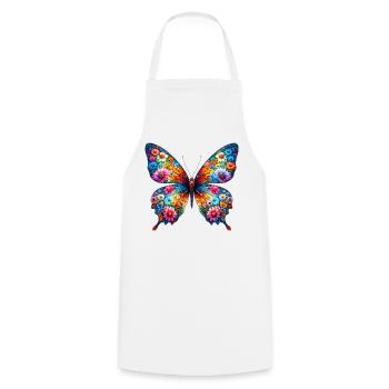 Schmetterling mit Blumen verziert - Kochschürze - Weiß - Vorne - AI Model Male 185 dark (185cm)