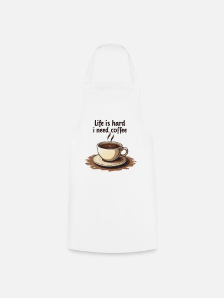 Kaffeetasse mit Textmotivation - Kochschürze - Weiß