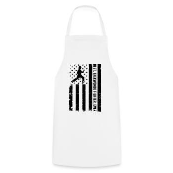 Meilleur combattant de taekwondo de tous les temps - Taekwondo US Flag - Tablier de cuisine - blanc - Devant - AI Model Male 185 dark (185cm)