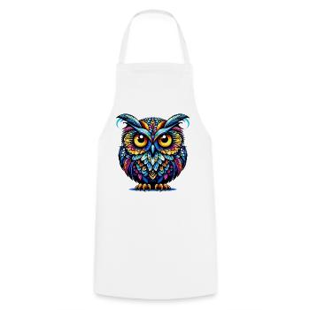 Owl - Cooking Apron - white - Front - AI Model Male 185 dark (185cm)