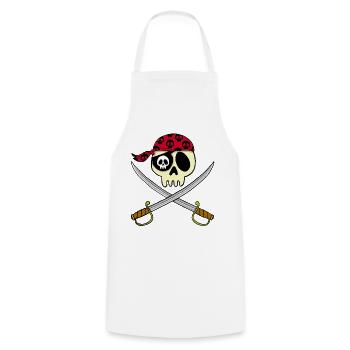 Tête de mort pirate - Tablier de cuisine - blanc - Devant - AI Model Male 185 dark (185cm)