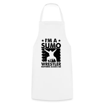 I'm a sumo wrestler nothing scares me - Funny Sumo - Cooking Apron - white - Front - AI Model Male 185 dark (185cm)