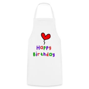 HAPPY BIRTHDAY. HAPPY BIRTHDAY. ANNIVERSARY. - Cooking Apron - white - Front - AI Model Male 185 dark (185cm)