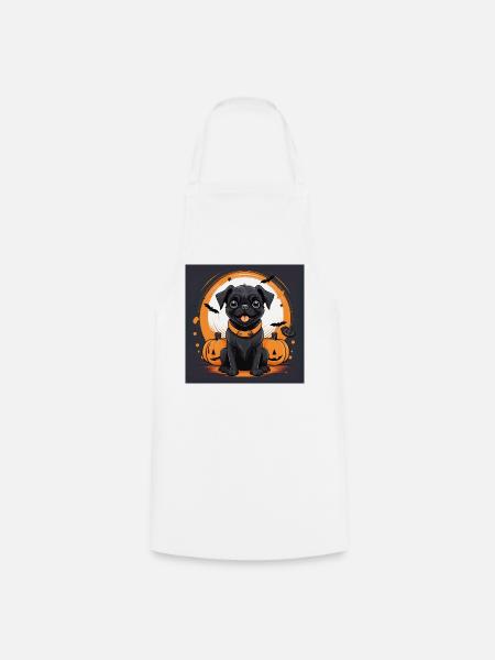 Halloween Hund mit Kürbissen und Fledermäusen - Kochschürze - Weiß