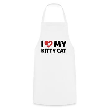 I Love my Kitty Cat - Kochschürze - Weiß - Vorne - AI Model Male 185 dark (185cm)