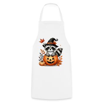 Raton laveur d’Halloween à la citrouille : Doux plaisir effrayant - Tablier de cuisine - blanc - Devant - AI Model Male 185 dark (185cm)