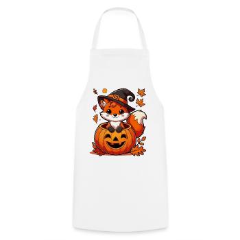 Halloween Fox in the Pumpkin: Sweet Scary Fun - Cooking Apron - white - Front - AI Model Male 185 dark (185cm)