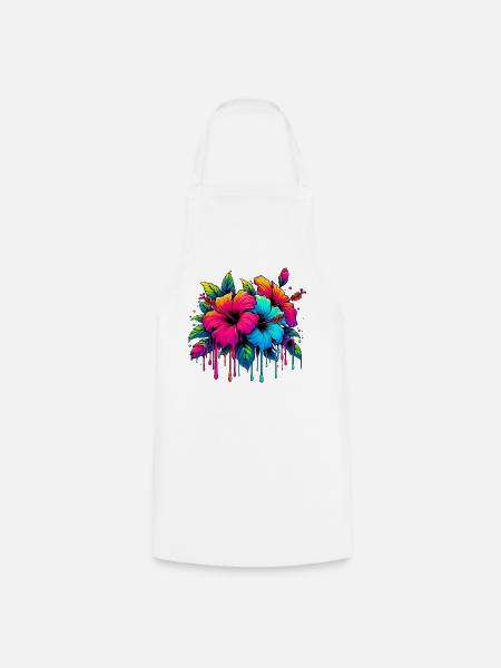 Hibiskusblüten - Kochschürze - Weiß