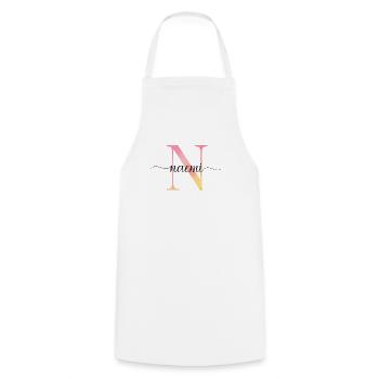 N | Monogramm | Name | Naemi |Watercolor - Kochschürze - Weiß - Vorne - AI Model Male 185 dark (185cm)