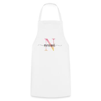 N | Monogramm | Name | Naomi |Watercolor - Kochschürze - Weiß - Vorne - AI Model Male 185 dark (185cm)