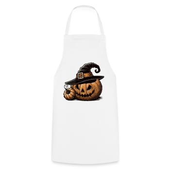 Citrouille d’Halloween avec chapeau de sorcière : l’horreur parfaite - Tablier de cuisine - blanc - Devant - AI Model Male 185 dark (185cm)