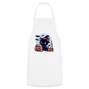 Katzen-Halloween - Kochschürze - Weiß - Vorne - AI Model Male 185 dark (185cm)