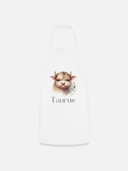 Elegantes Taurus Sternzeichen Aquarell Geschenk - Kochschürze - Weiß