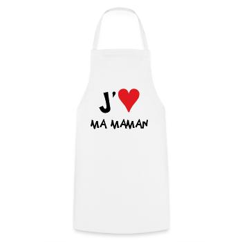 J'aime ma maman - Fête des Mères - Tablier de cuisine - blanc - Devant - AI Model Male 185 dark (185cm)