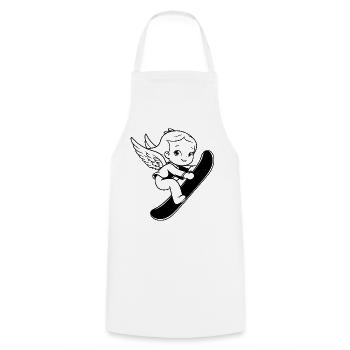 Snowboard Angel - Cooking Apron - white - Front - AI Model Male 185 dark (185cm)