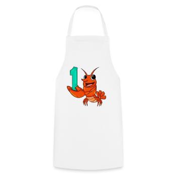 Number 1 Number One - Lobster Motif - Cooking Apron - white - Front - AI Model Male 185 dark (185cm)
