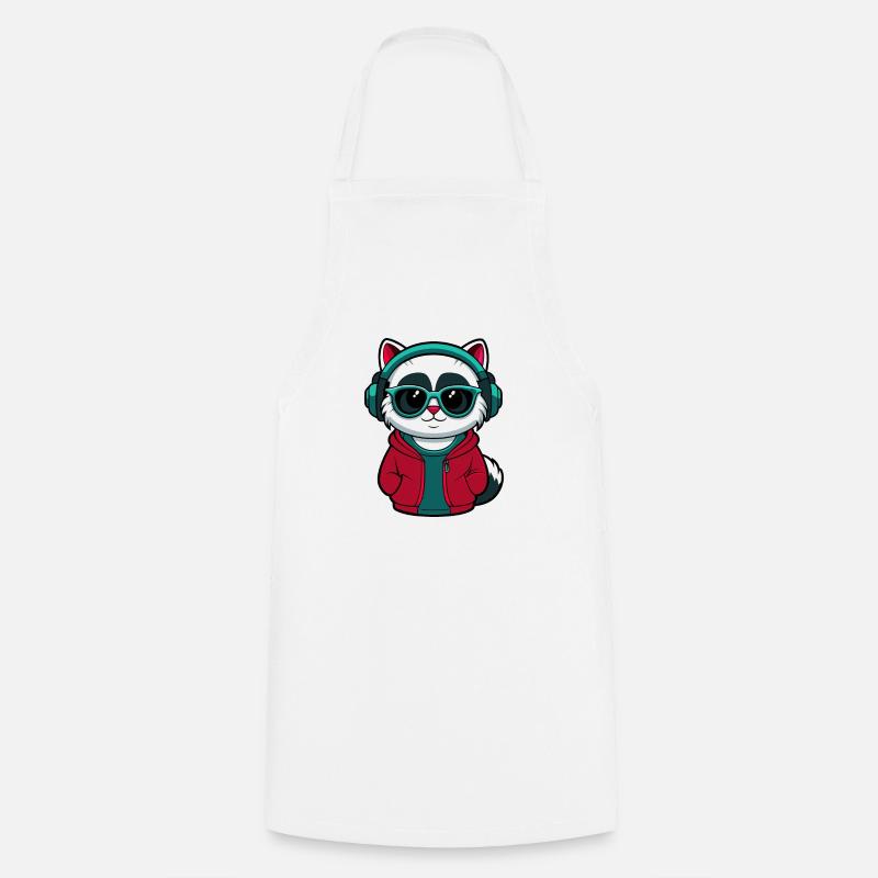 Coole Katze mit Kapuzenpullover und Brille Design - Kochschürze - Weiß