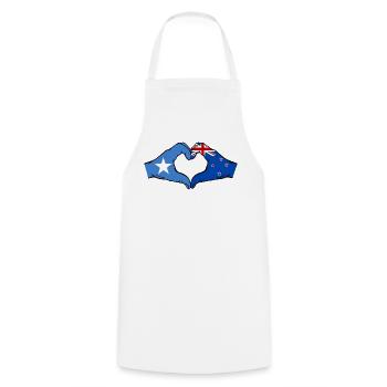 Drapeau de la Nouvelle-Zélande Mains Forme de cœur - Tablier de cuisine - blanc - Devant - AI Model Male 185 dark (185cm)