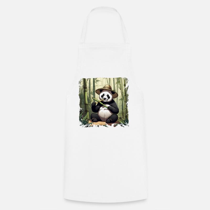 Panda eating! - Cooking Apron - white