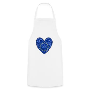 EU Flag Heart Art Design Europe Euro Brussels - Cooking Apron - white - Front - AI Model Male 185 dark (185cm)